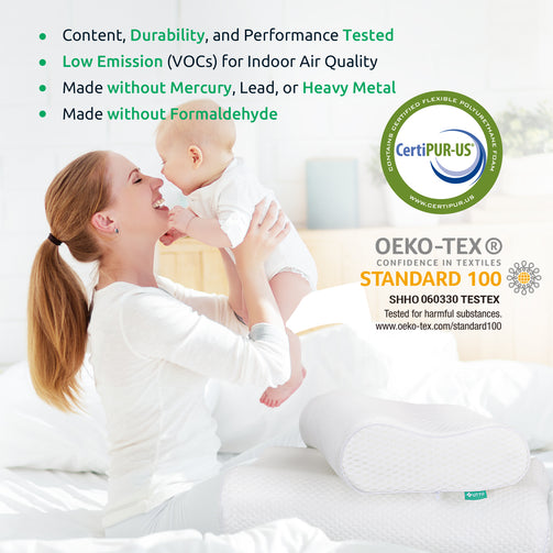 UTTU Contour Pillow, Adjustable Memory Foam Pillow, Bamboo Pillow for Sleeping, Cervical Pillow for Neck Pain, Neck Support for Back, Stomach, Side Sleepers, Orthopedic Contour Pillow, CertiPUR-US